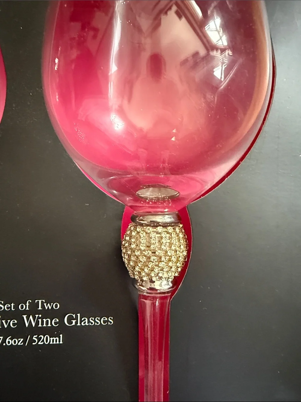 Christian Siriano Hot Pink Wine Glasses with Crystal-Stem Accents - Set of 2